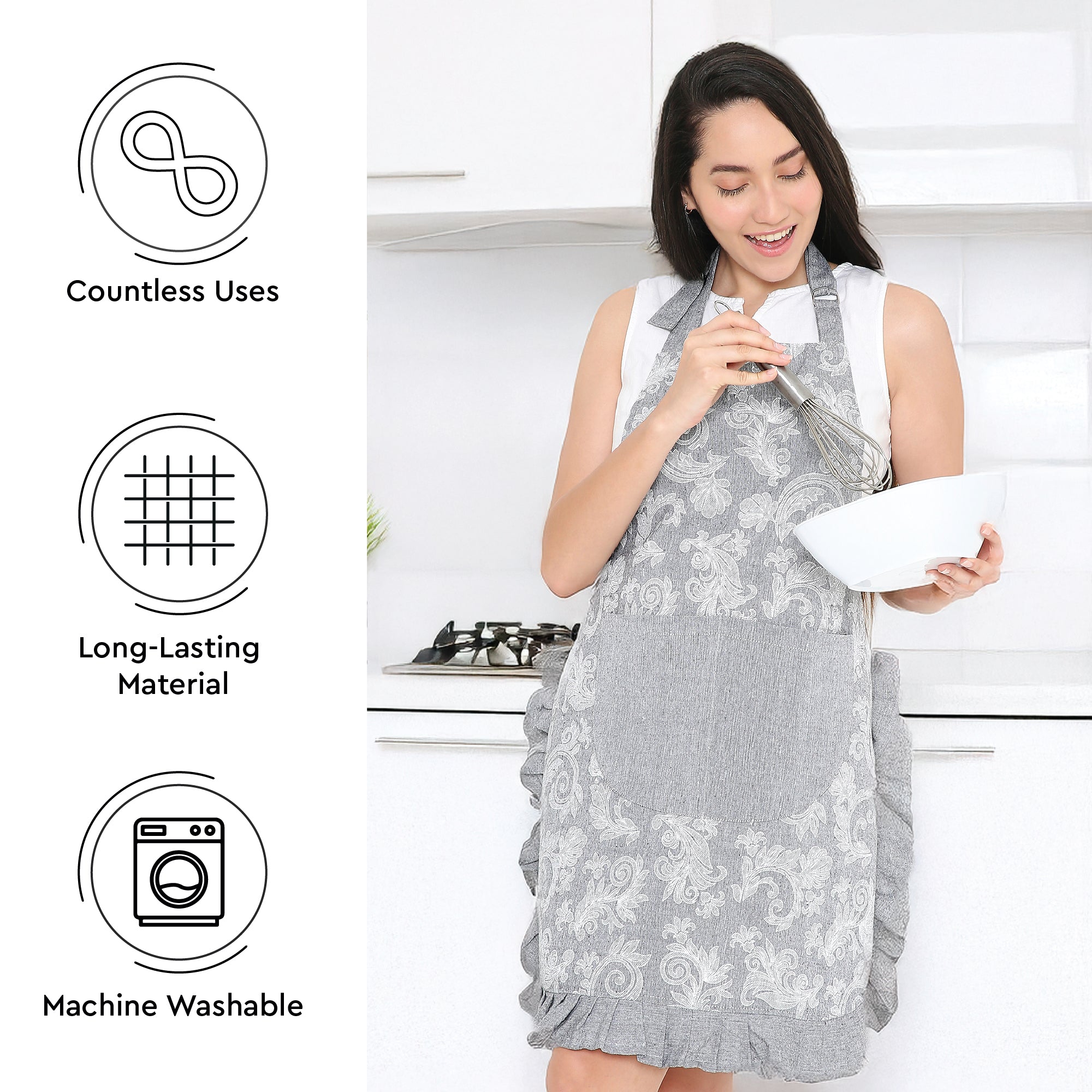 Cotton Grey Apron (Pack of 1)