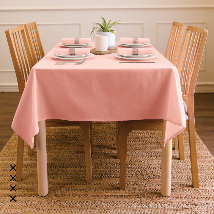 Cotton Powder Pink Table Cloth (Pack of 1)