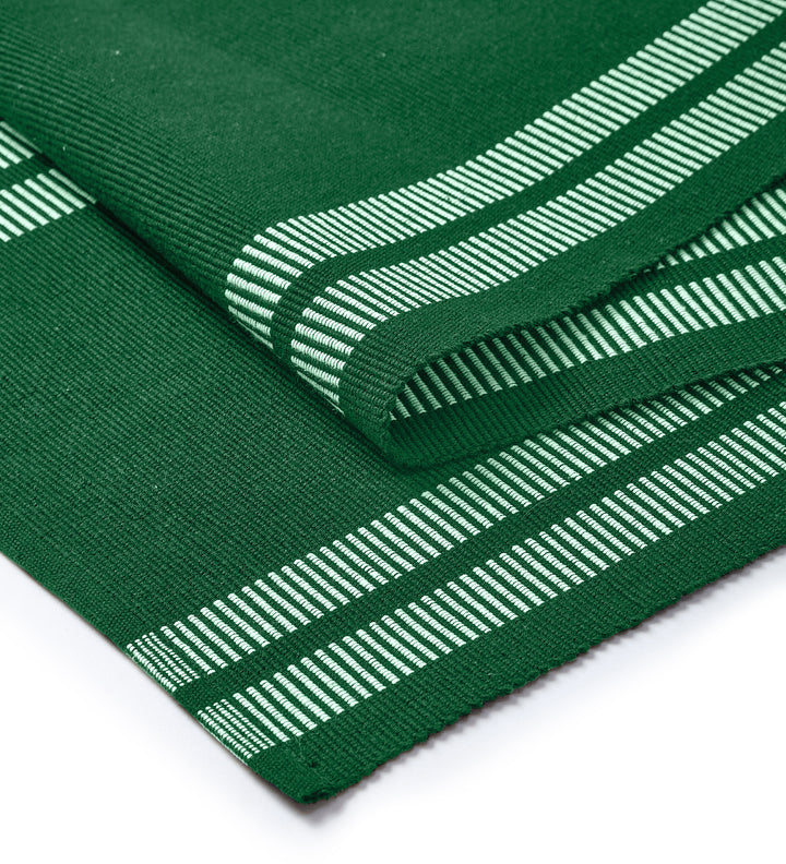 Cotton Ladder Dk Green Table Runner (Pack of 1)