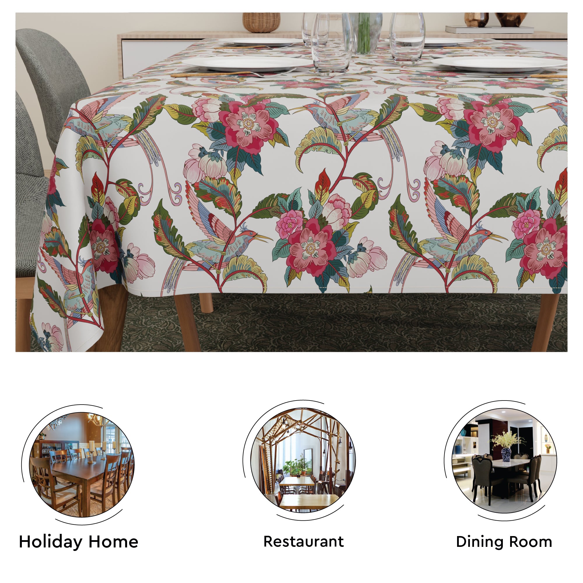 Polyester Chintz Red Table Cloth (Pack of 1)