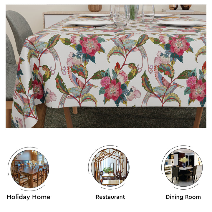 Polyester Chintz Red Table Cloth (Pack of 1)