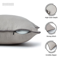Cotton Light Grey with Grey Cushion Cover (Pack of 2)