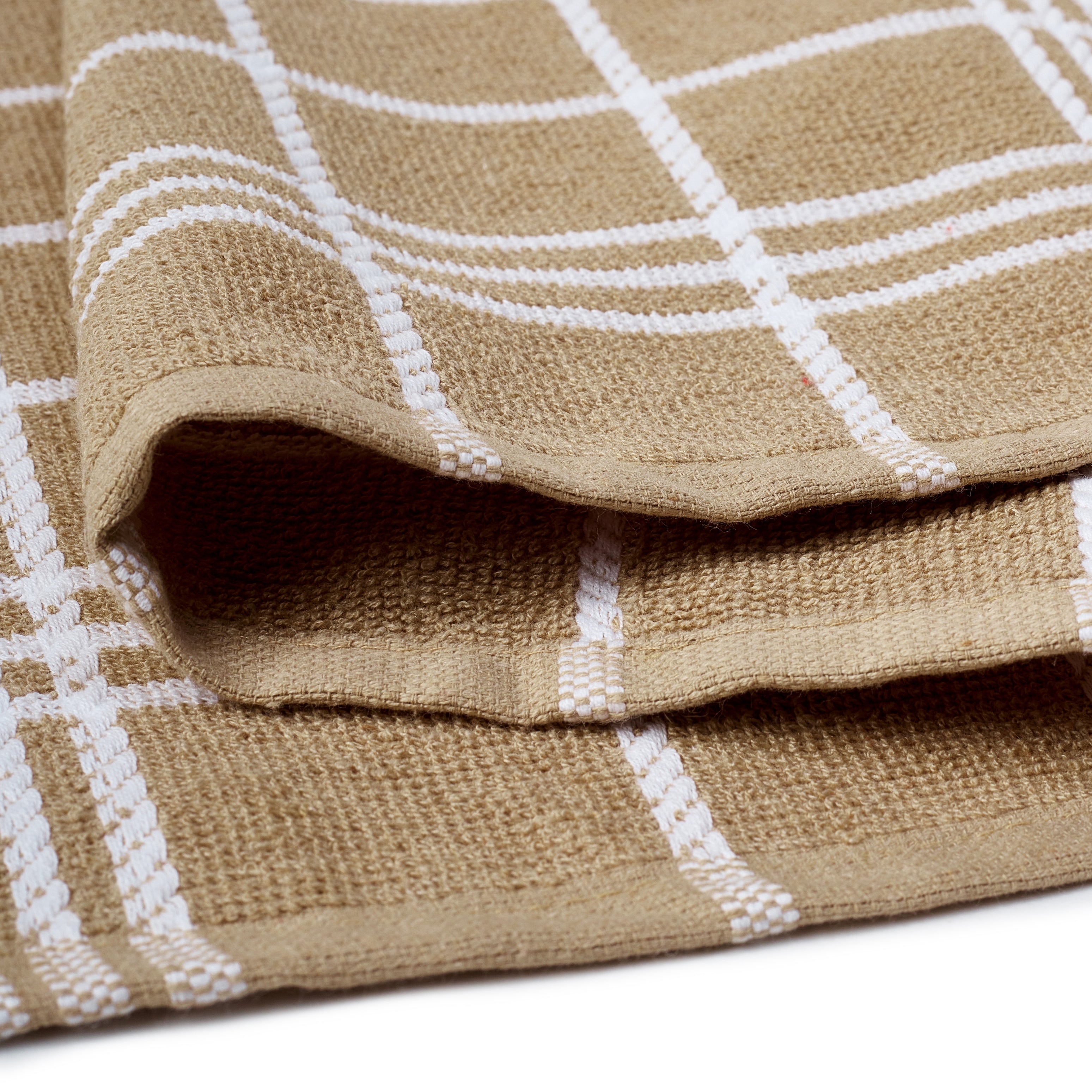Cotton Beige Non Terry + Terry Kitchen Towel (Pack of 4)