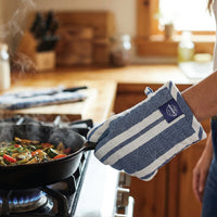 Cotton Franca Blue Stripes Oven Glove & Pot Holder