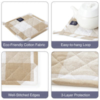 Cotton Buffalo Beige Checks Pot Holders (Pack of 2)