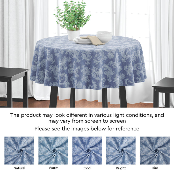Cotton chambray Blue Table Cloth (Pack of 1)