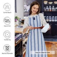 Cotton Franca Blue Stripes Apron (Pack of 1)