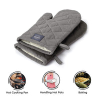 Cotton Grey Oven Gloves (Pack of 2)