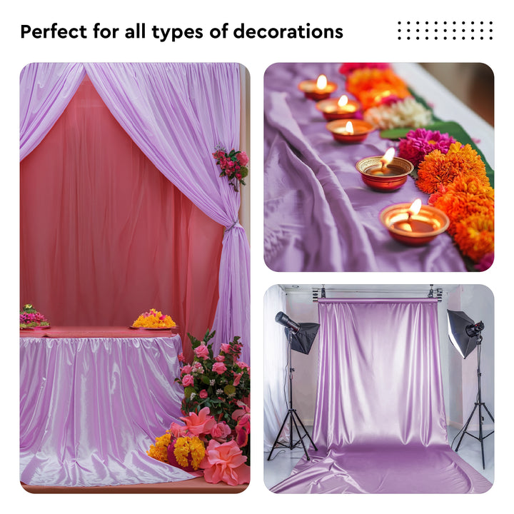 Satin Polyester Silk Lilac Fabric