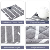 Cotton Roma Grey Stripes Pot Holders (Pack of 2)