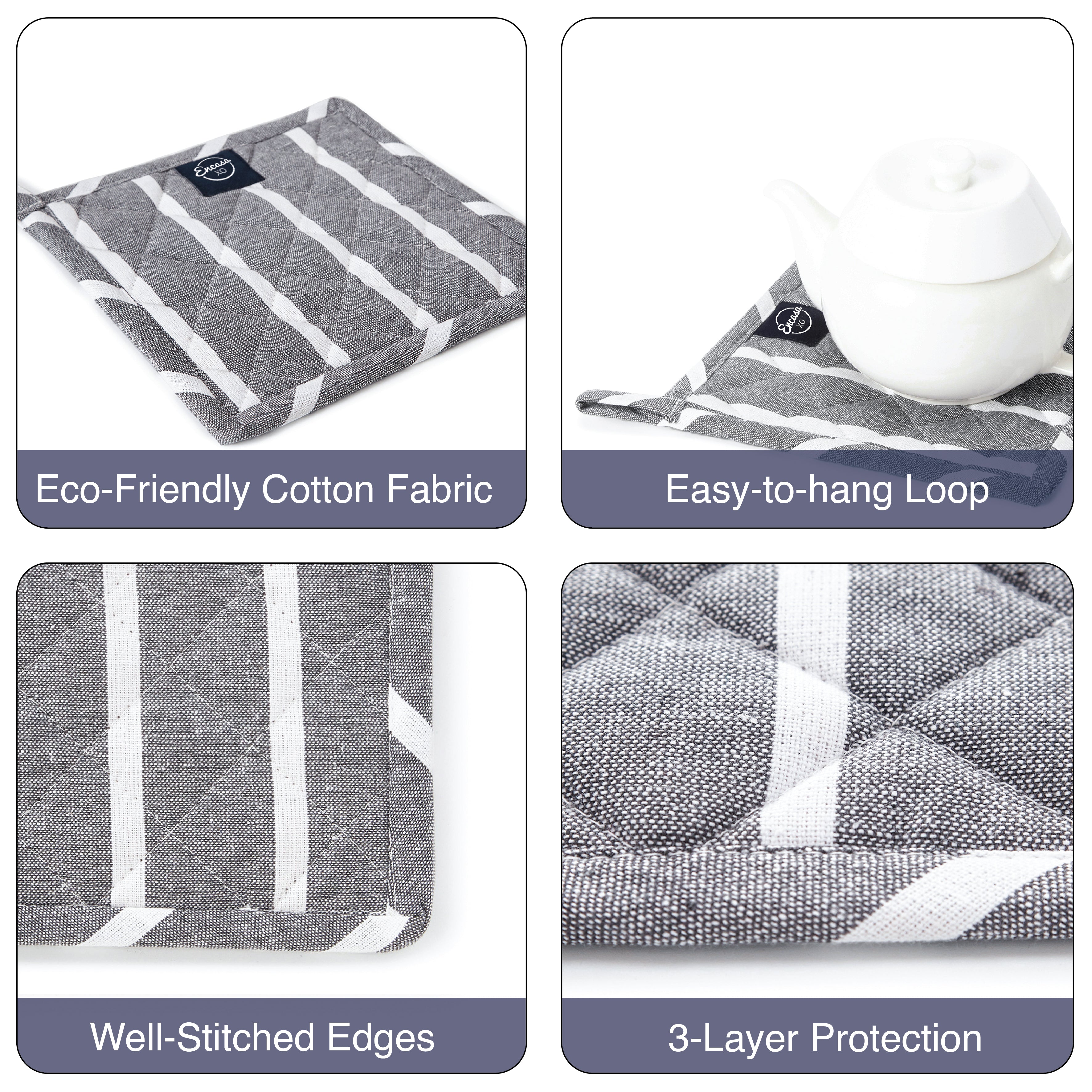 Cotton Roma Grey Stripes Pot Holders (Pack of 2)