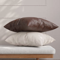 PVC Leather Chocolate Stitch Cushion Cover (Pack of 2)