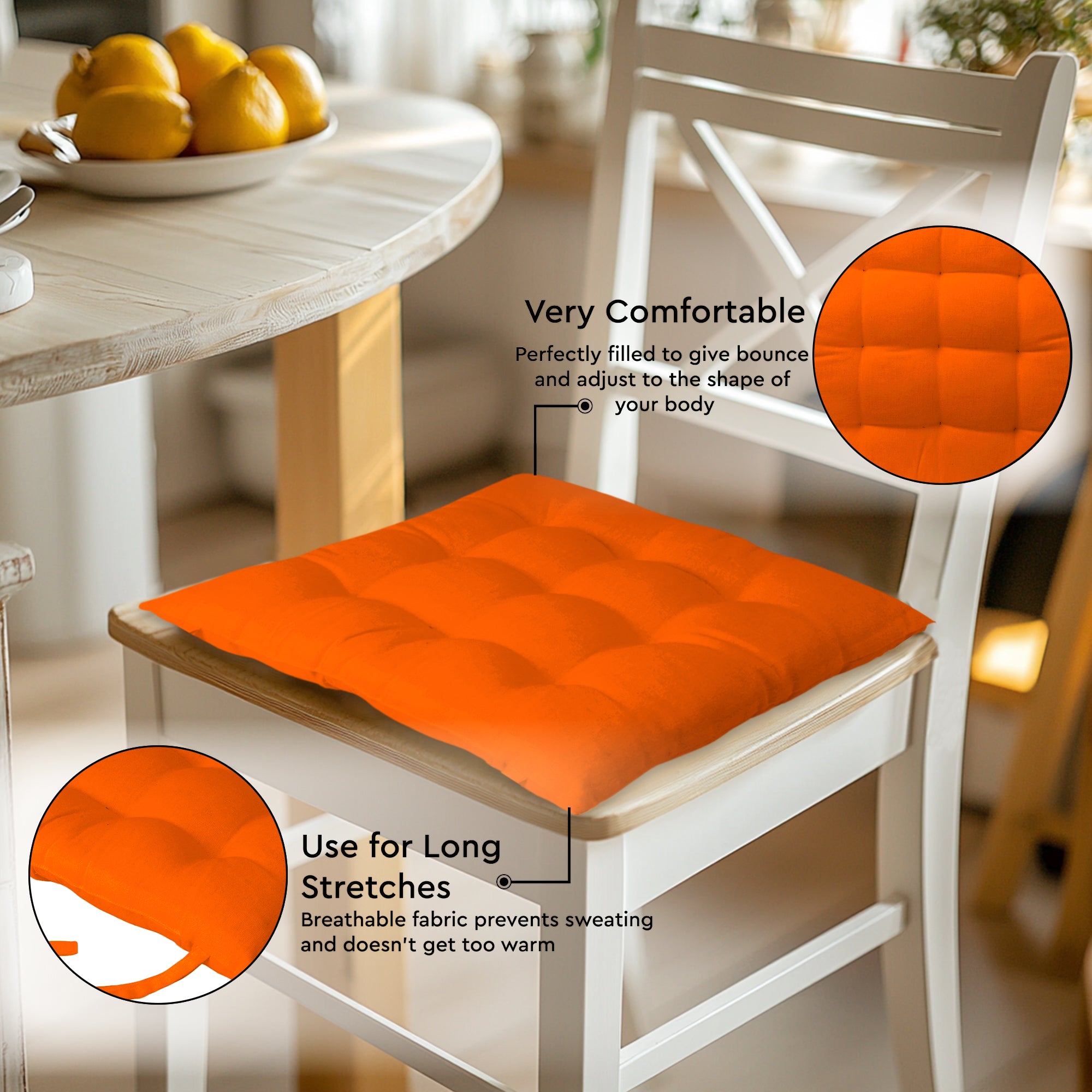 Cotton Orange Chairpad (Pack of 2)