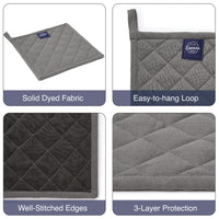 Yarn Dyed Cotton Grey Potholder (Pack of 4)