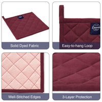 Yarn Dyed Cotton Maroon Potholder (Pack of 4)