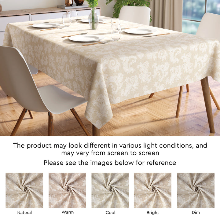 Cotton chambray Beige Table Cloth (Pack of 1)