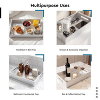 Leather Silver Leather Serving Tray Combo