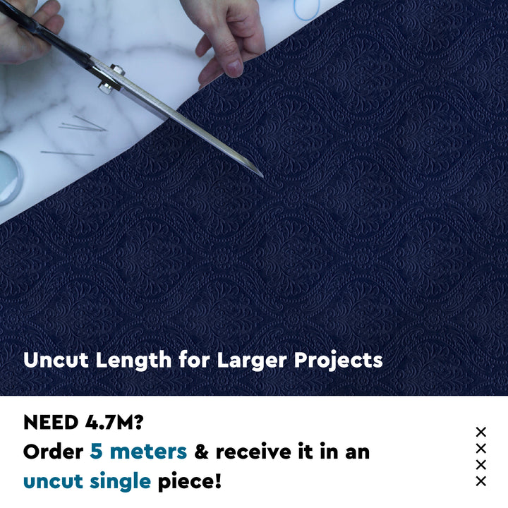 Embossed Velvet Navy Blue Fabric