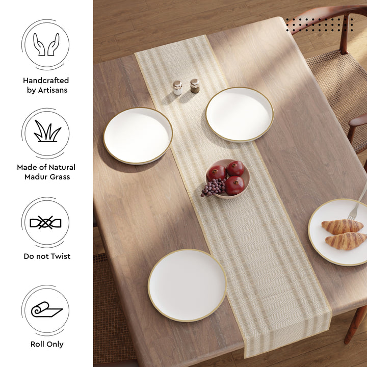 Madur Kathi Beige Table Runner (Pack of 1)