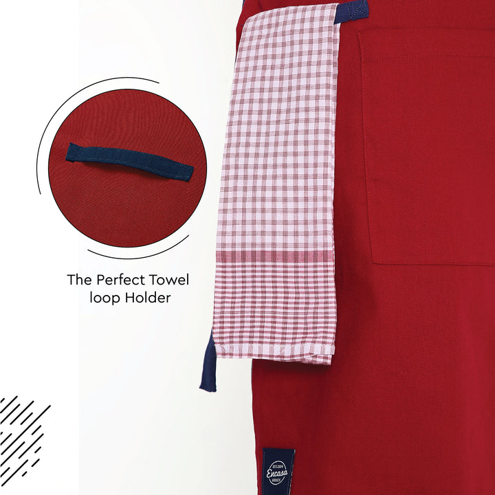 Cotton Red Apron (Pack of 1)