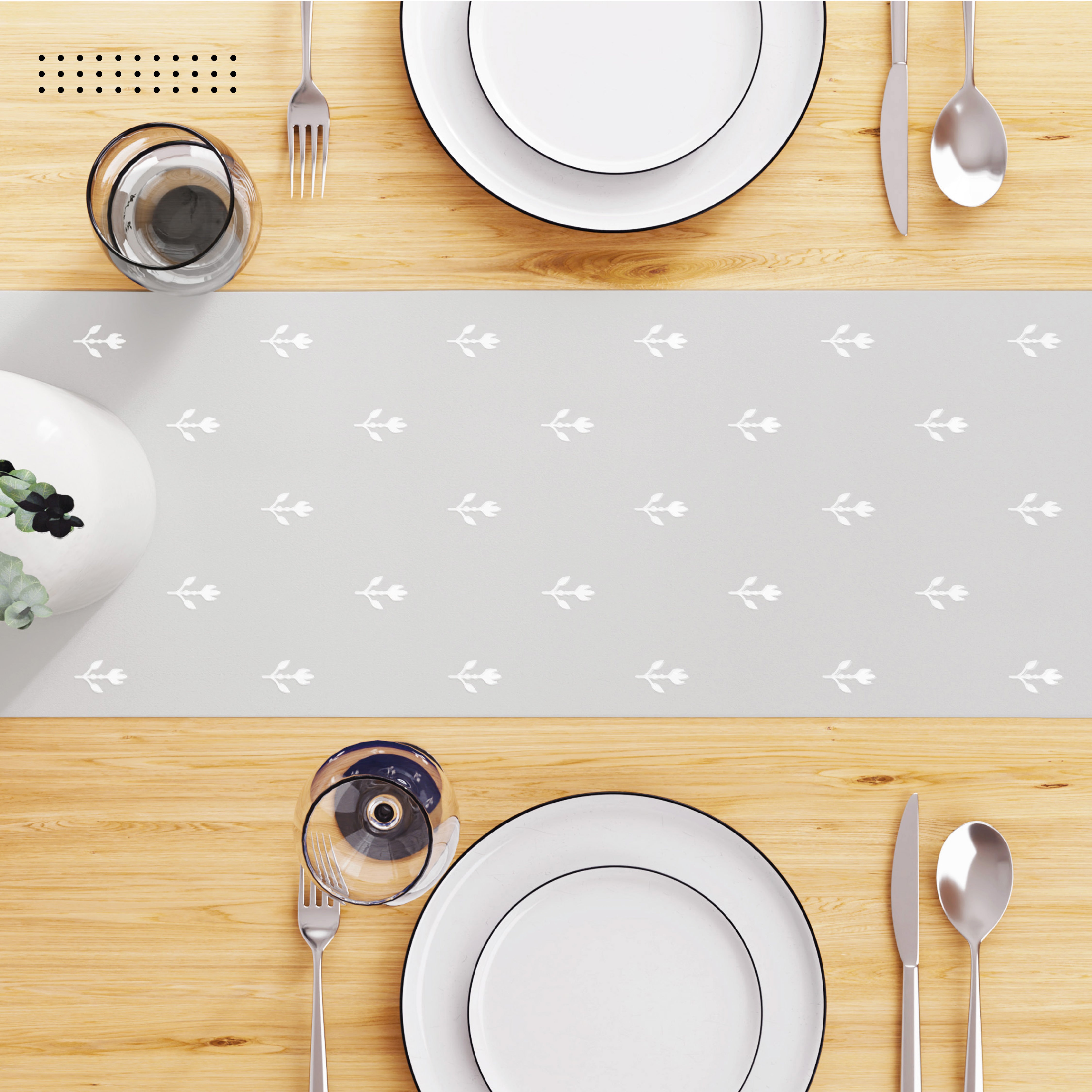 Blackout Buti Silver Light Grey Table Runner (Pack of 1)