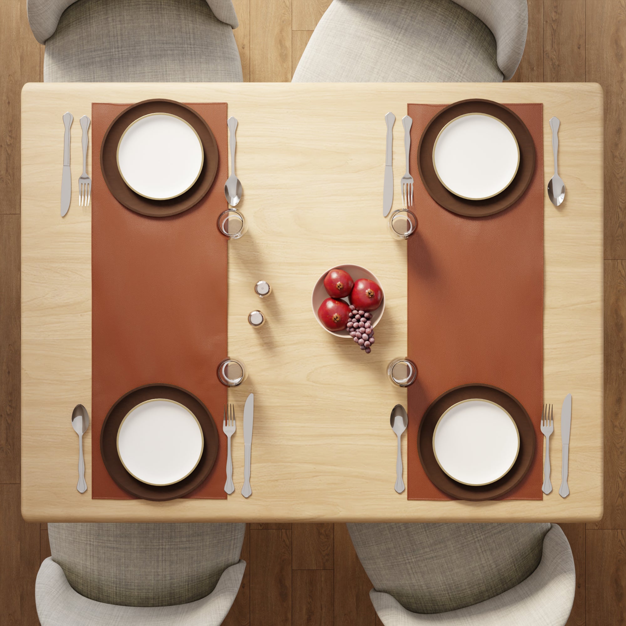 Faux Leather Tan Table Runner