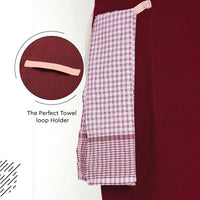 Cotton Maroon Apron (Pack of 1)