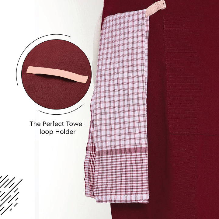 Cotton Maroon Apron (Pack of 1)