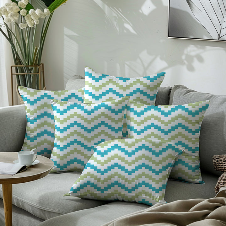 Micro Chevron Green Cushion Cover