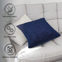 Embossed Velvet Navy Blue Cushion Cover (Pack of 2)