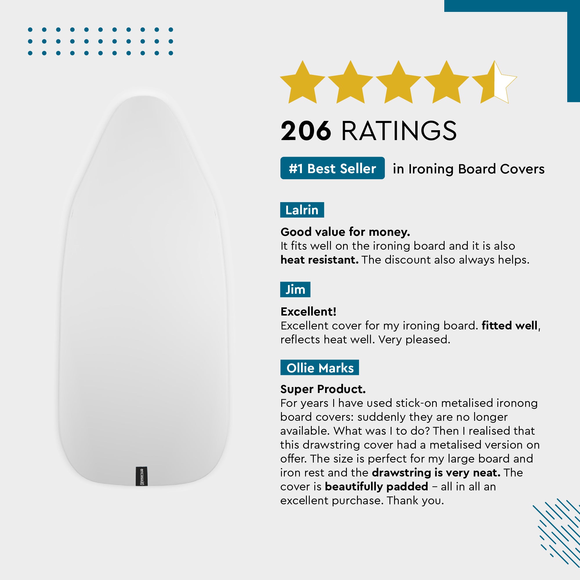 Silver Premium Ironing Board Cover (Pack of 1)