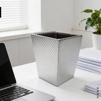 PU-Leather Silver Leather Dustbin