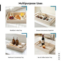 Leather Cream Leather Serving Tray Combo