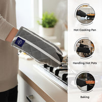 Cotton Roma Grey Stripes Apron + Oven Glove + Pot Holder (Pack of 3)