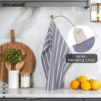 Cotton Roma Grey Stripes Kitchen Towel (Pack of 4)
