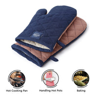 Cotton Scotch Blue Oven Gloves (Pack of 2)