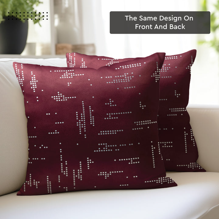 Blackout Polyester Citylight Maroon Cushion Cover (Pack of 2)