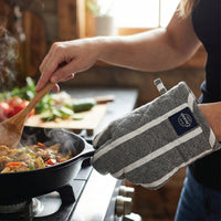 Cotton Roma Grey Stripes Oven Glove & Pot Holder
