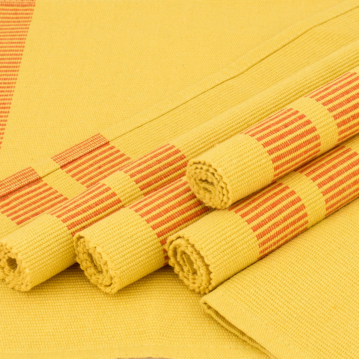 Ribbed Cotton Ladder Lemon Placemat (Pack of 6)