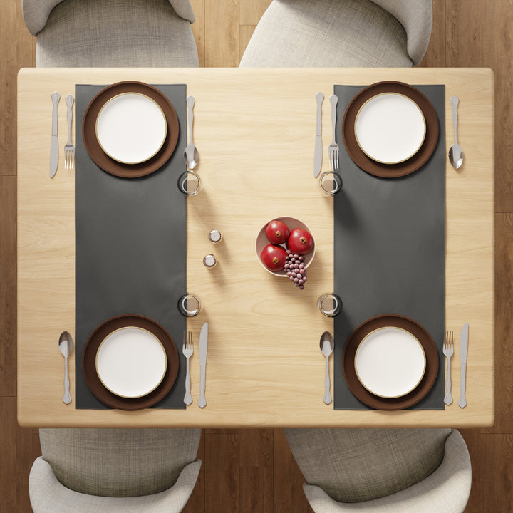 PVC Leather Dark Grey Table Runner (Pack of 1)