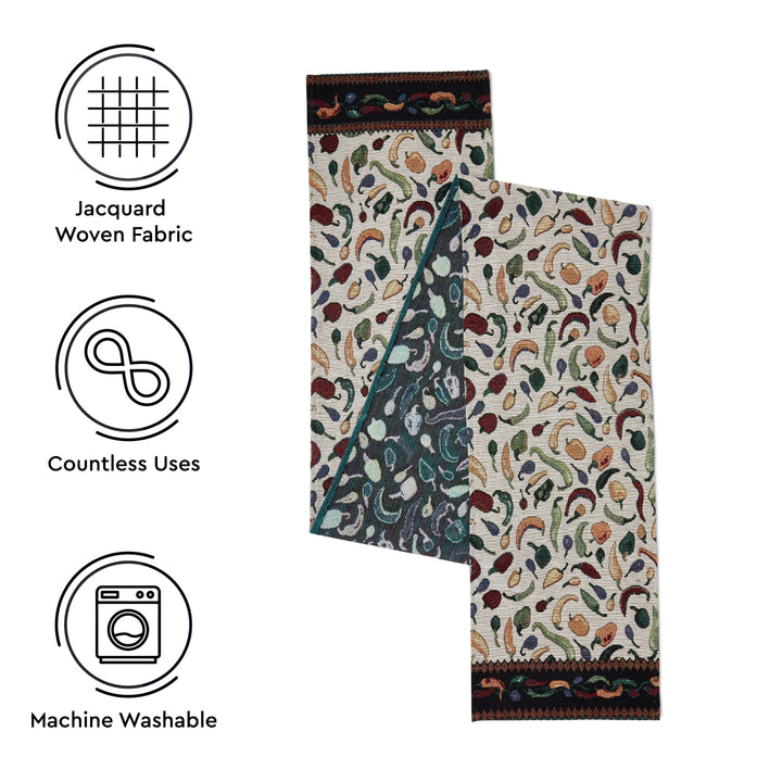 Cotton Chilies Table Runner+Placemat (Pack of 5)