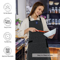 Cotton Butcher Checks Black Apron (Pack of 1)