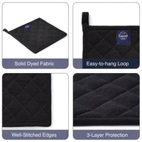 Cotton Full Black Pot Holders (Pack of 2)