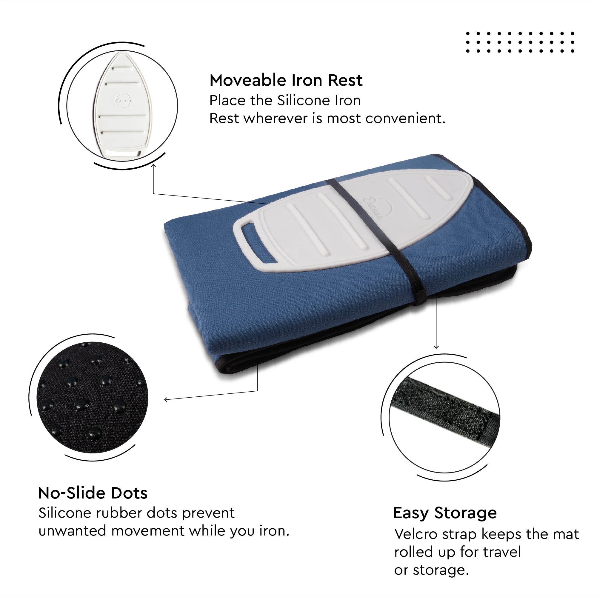Cotton Cobalt Luxury Anti-Slip & Table Protector Ironing Mat (Pack of 1)