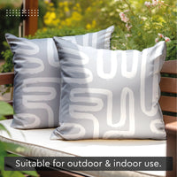 Polyester Boho Maze Grey Cushion Cover (Pack of 2)