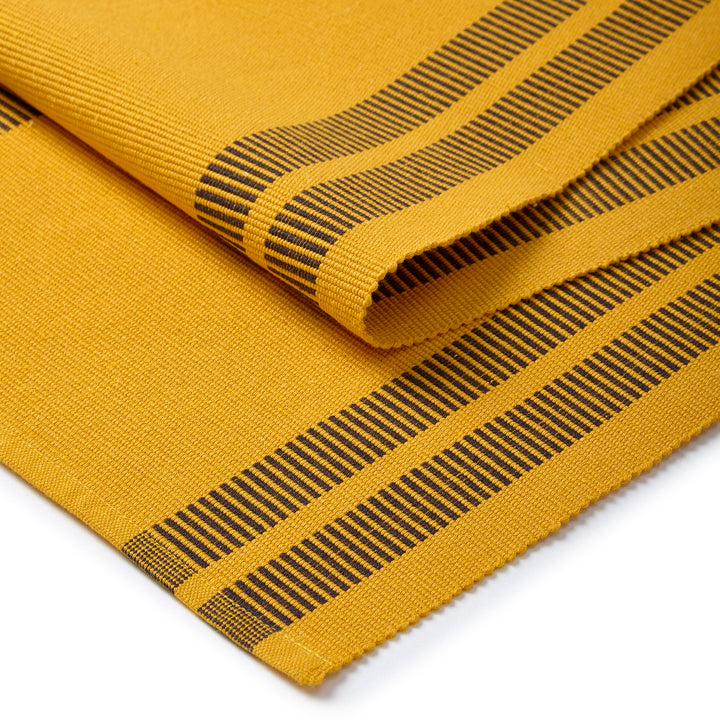 Cotton Yellow & Off White Table Runner (Pack of 1)