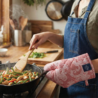 Cotton Floral Red Oven Glove & Pot Holder