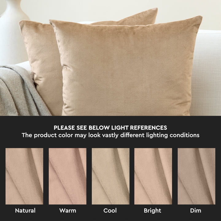 Velvet Beige Cushion Cover (Pack of 2)