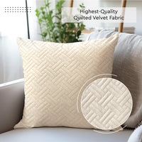 Quilted Velvet Beige Cushion Cover (Pack of 2)