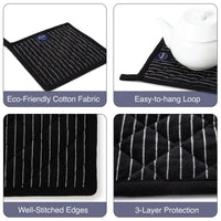 Cotton Butcher Stripes Black Pot Holders (Pack of 2)